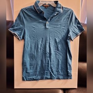 Michael Kors Men's Polo Shirt Navy Blue/White Large Short Sleeve Soft.